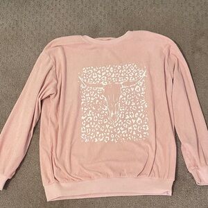 Pink Sweatshirt with White Longhorn Design